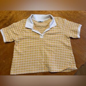 Zara Cream and Yellow Striped Top